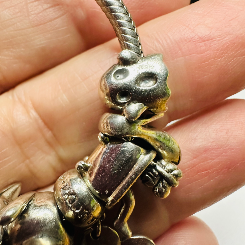 Thumbnail: The charm company 925 charm bracelt with charms lady in bath cat and ghost