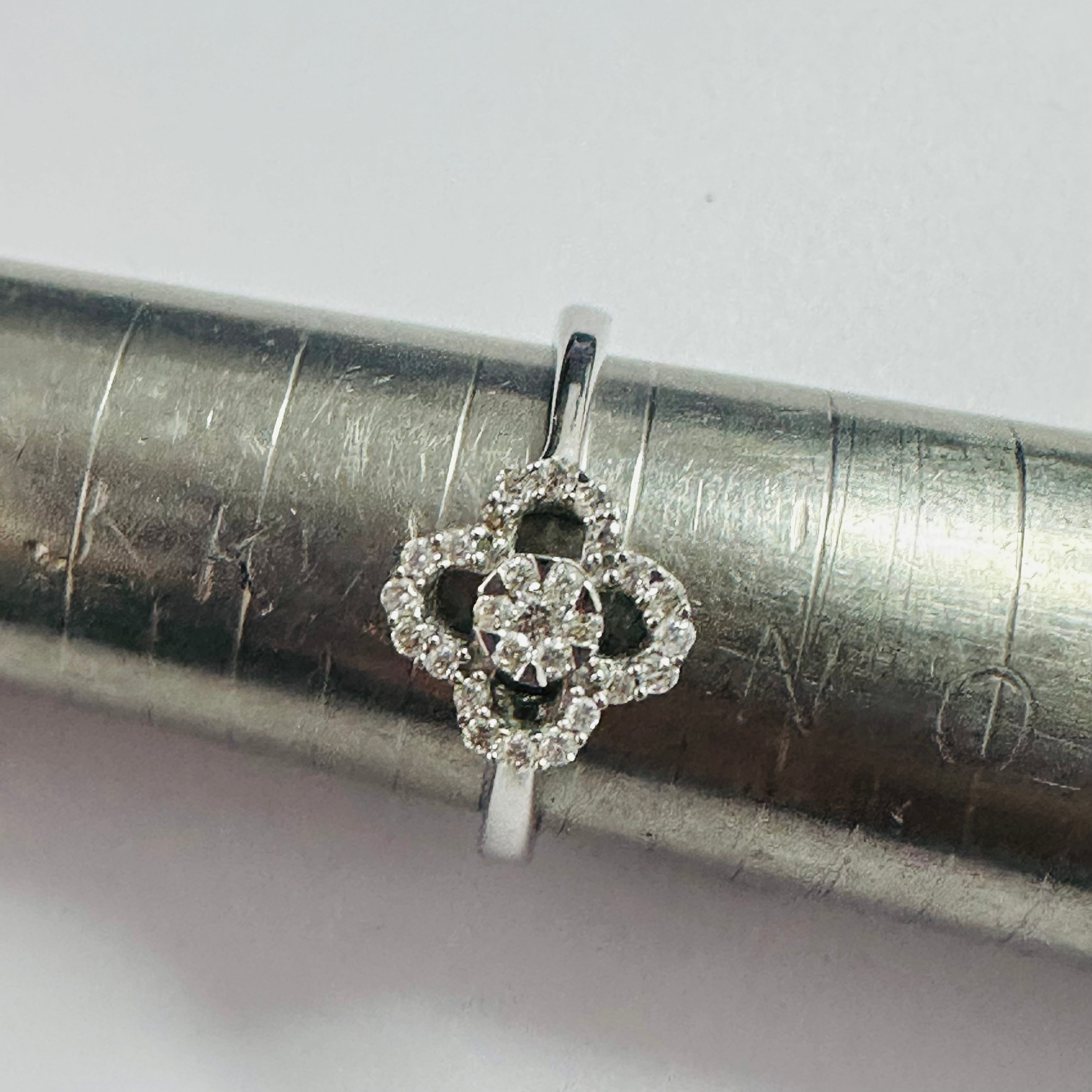 Diamond Ring Modern Design in 9ct White gold size M