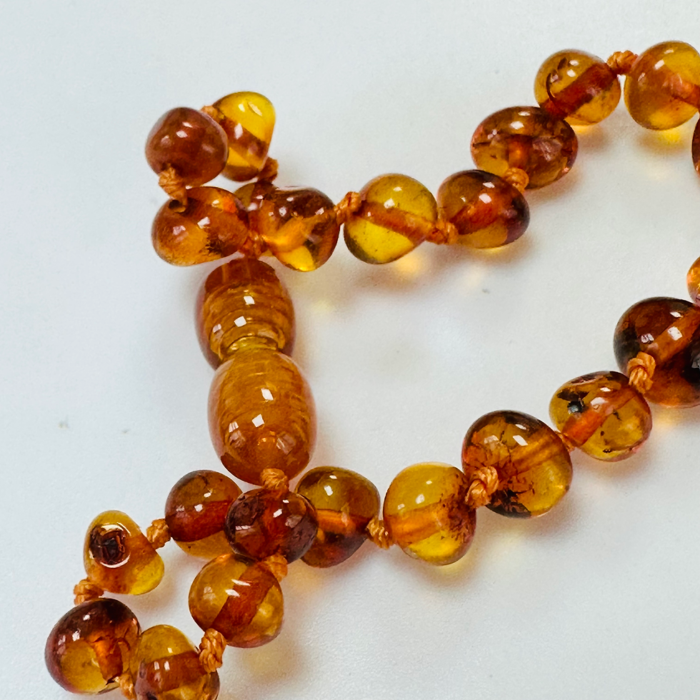 Thumbnail: New Amber hand knotted bracelet 7 inch
