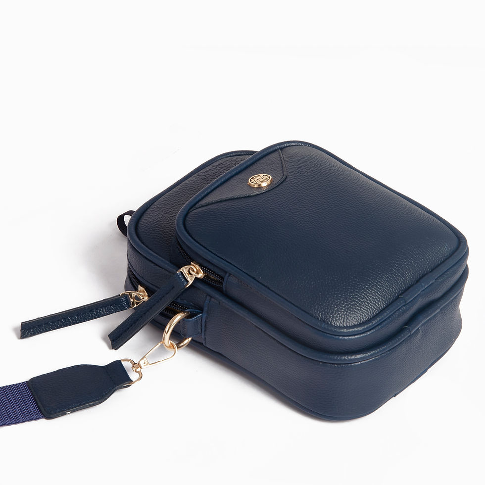 Miniatura: SACCI MUCCI Minimucci Travel Medium Faux Leather Crossbody Bag-Navy