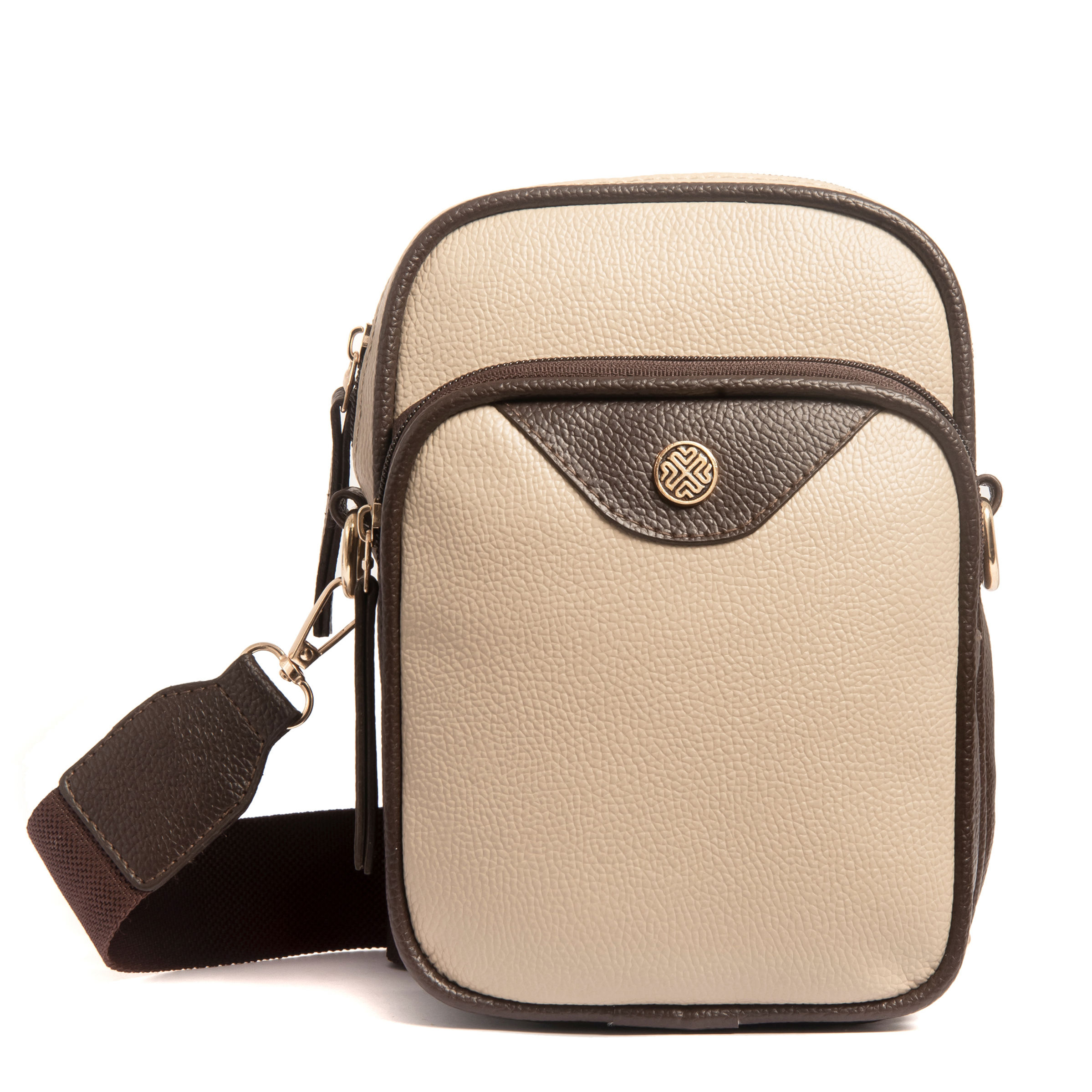 SACCI MUCCI Minimucci Travel Medium Faux Leather Crossbody Bag-Brown beige