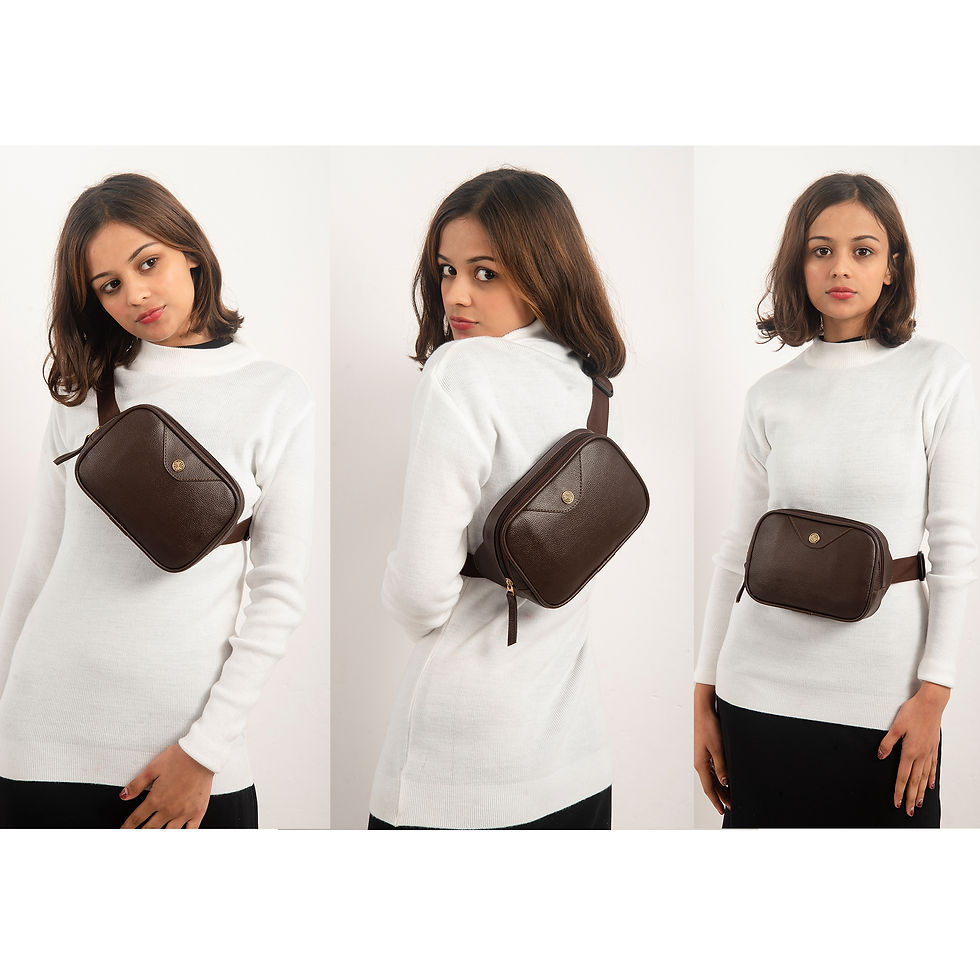 الصورة المصغرة: Metromucci Faux Leather Belt Bag, Adjustable Strap, Fashion Waist Pack