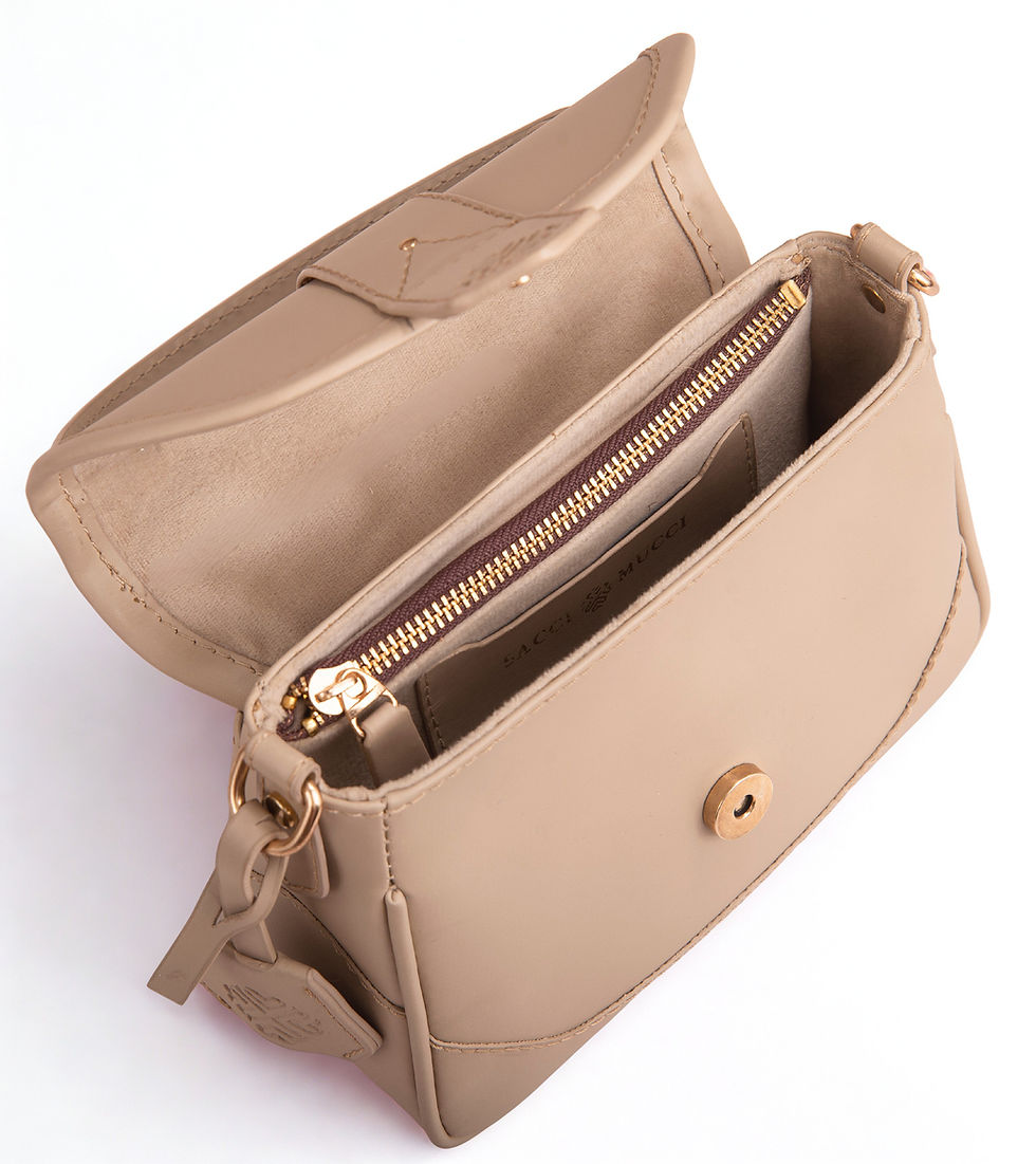 Thumbnail: SACCI MUCCI Women’s Premium Vegan Leather Sling Bag- Soft Nude Beige