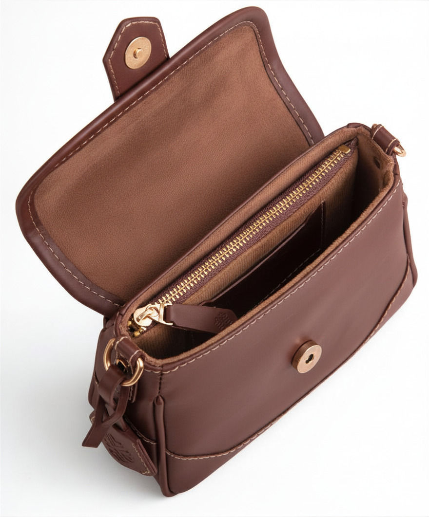 Thumbnail: SACCI MUCCI Women’s Premium Vegan Leather Sling Bag-Rich Chocolate Brown