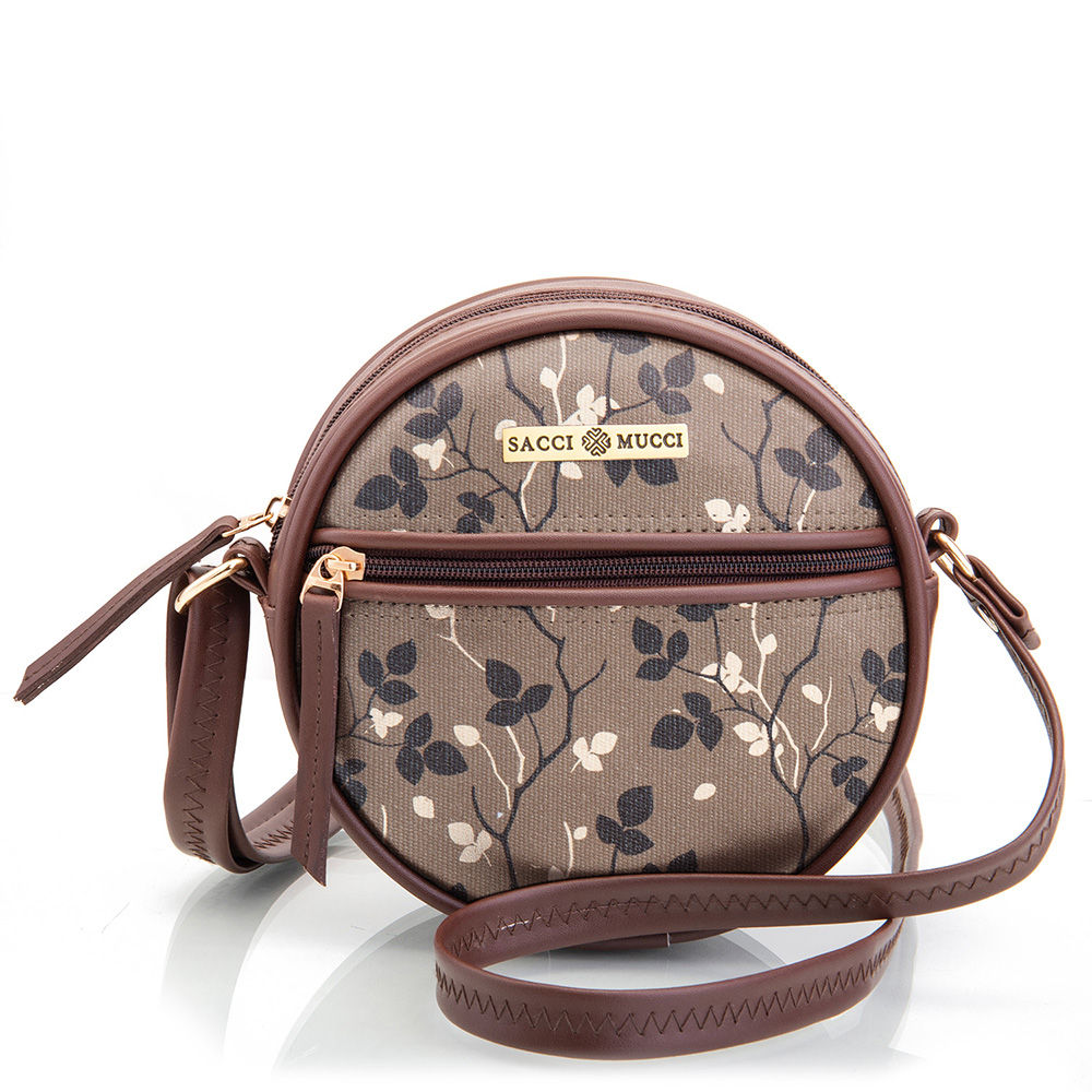 Sacci Mucci Women's Handcrafted Vagan Leather Round Shouder Bag (18 x 18 x 6 cm)