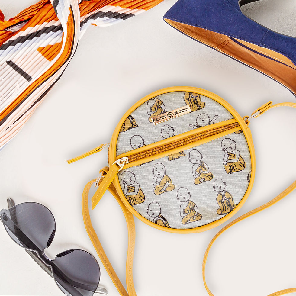 Miniatura: Fashion Cross-body Adjustable Sling Bags - Vegan Leather and Coated Duck canvas