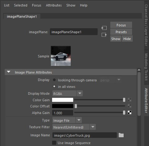 Setting up image plane 2