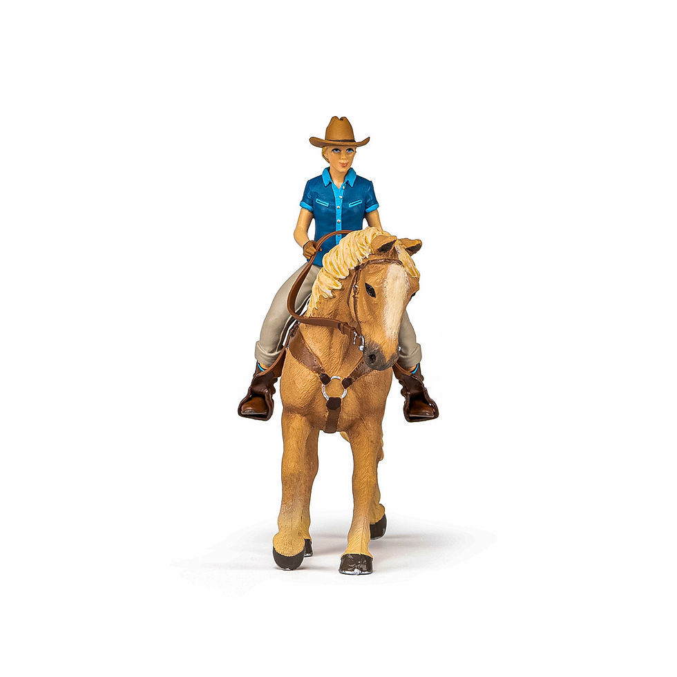 Miniatură: PAPO FIGURINA SET COWGIRL (VACARITA) PE CAL USA