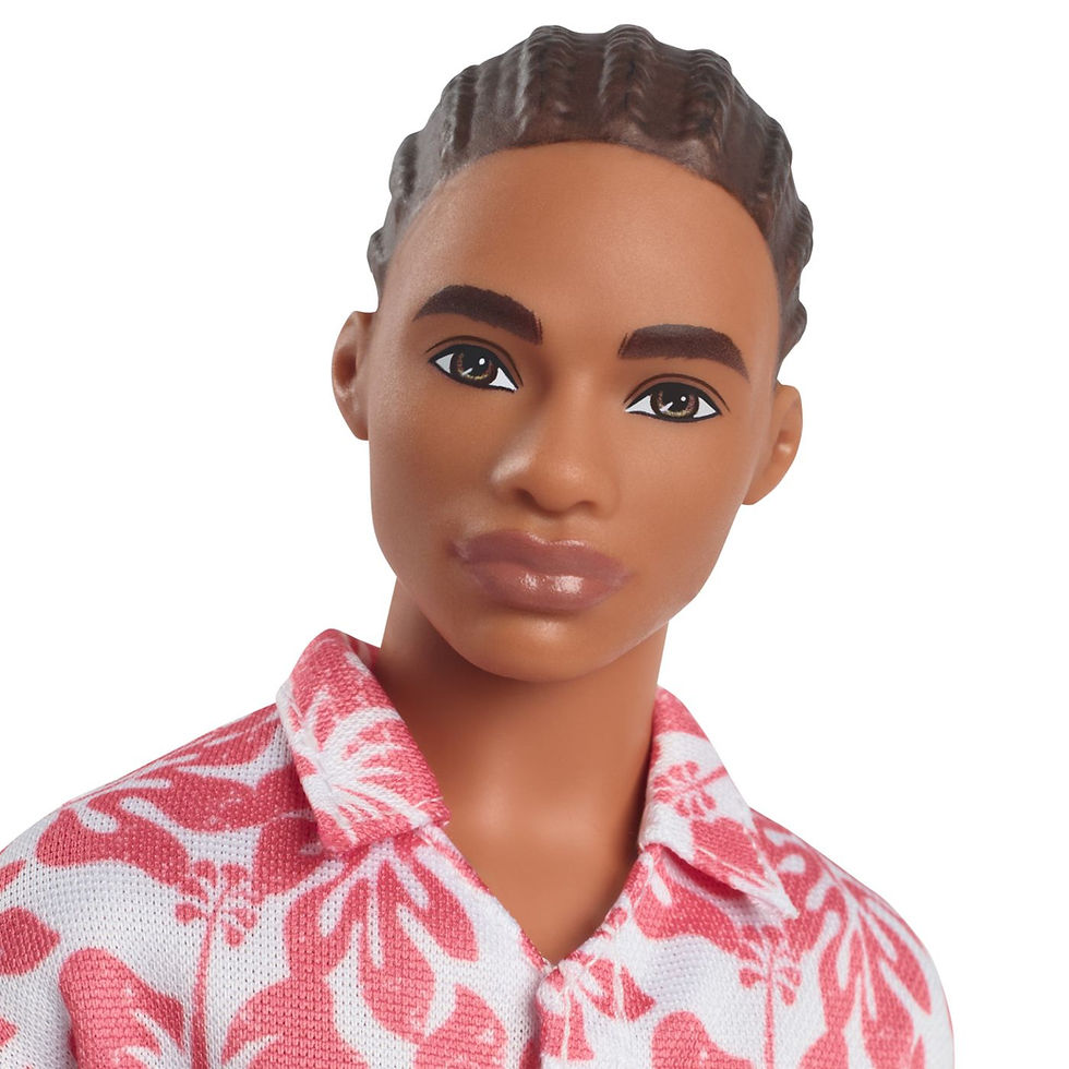 Miniatură: BARBIE PAPUSA BAIAT FASHIONISTAS IN SALOPETA STIL HAWAIAN SI SANDALE VERZI
