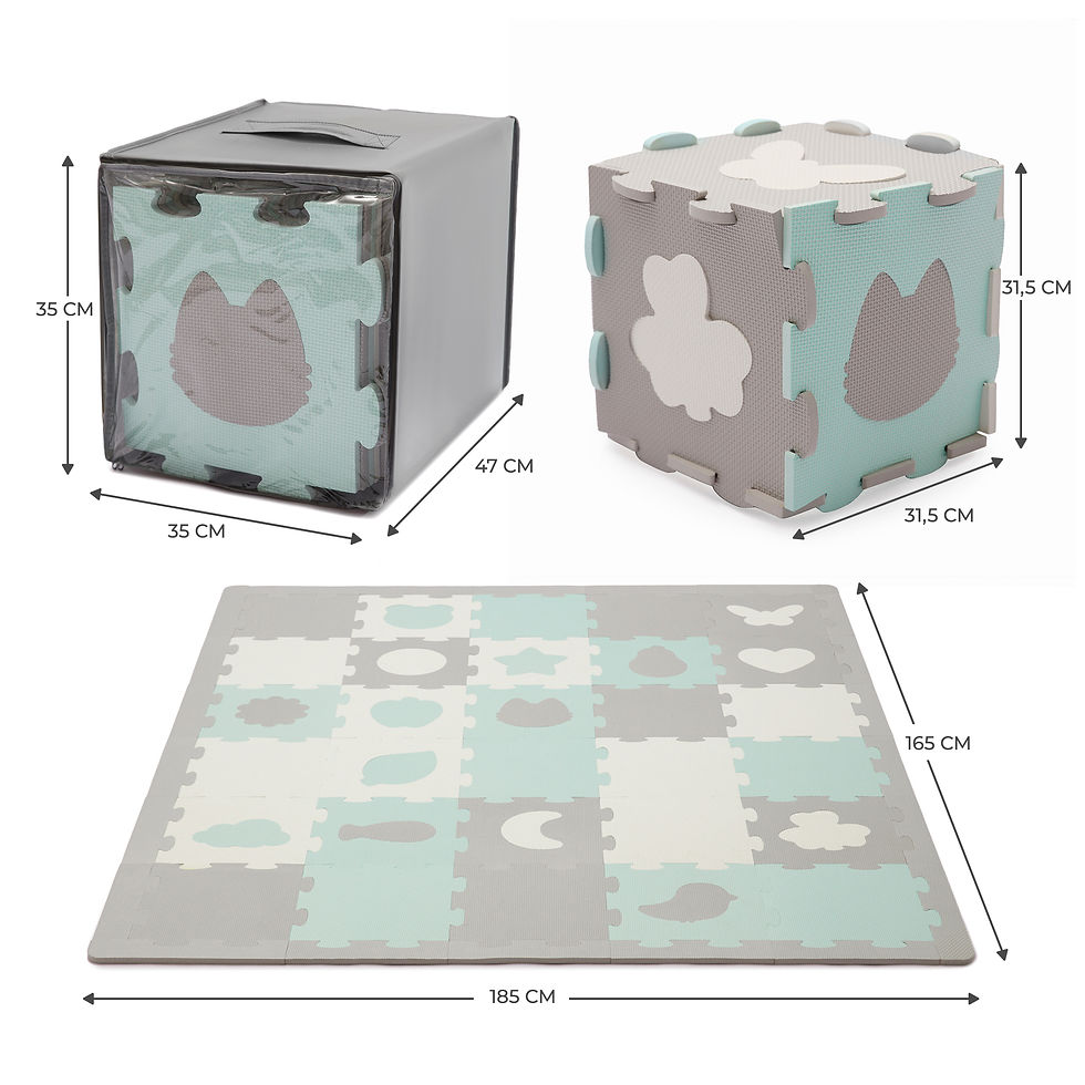 Miniatură: COVORAS DE JOACA KINDERKRAFT LUNO SHAPES, PUZZLE 3D, SPUMA, MINT