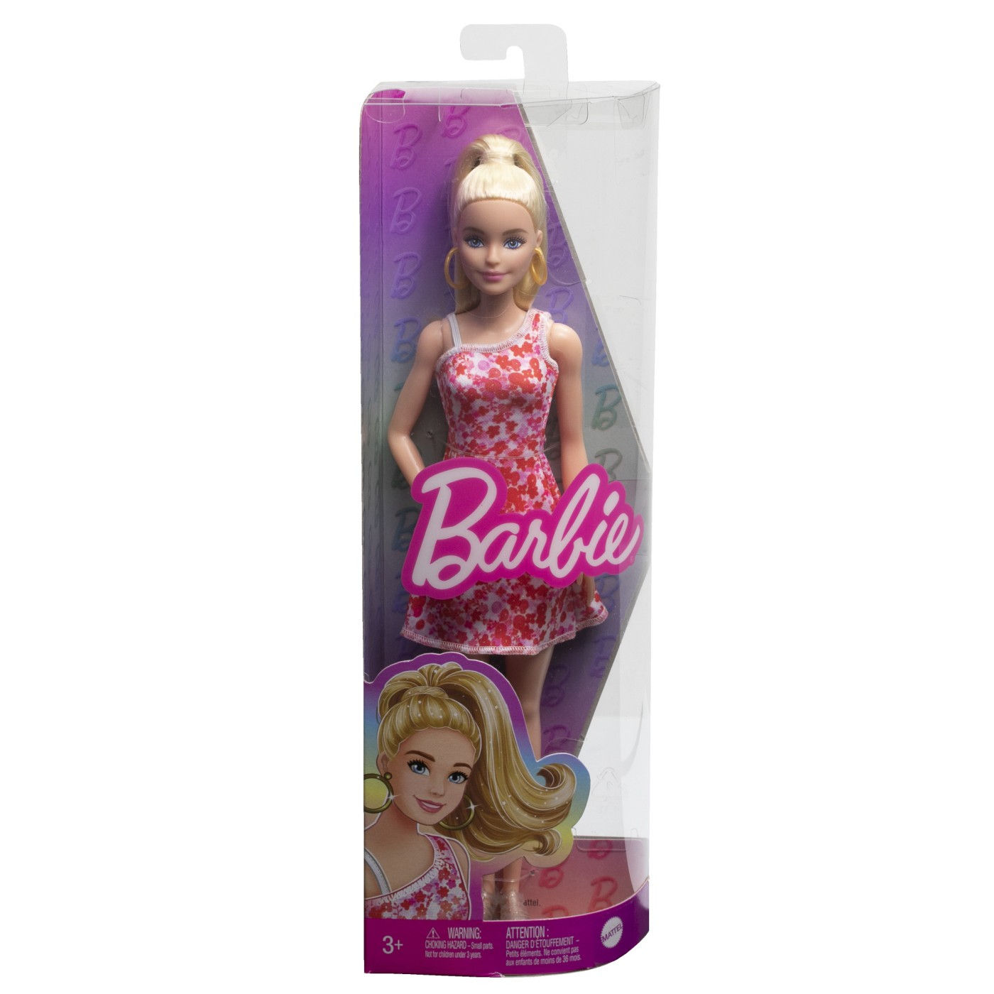 BARBIE PAPUSA BARBIE FASHIONISTA BLONDA CU PARUL PRINS IN COADA SI ROCHIE CU FLO