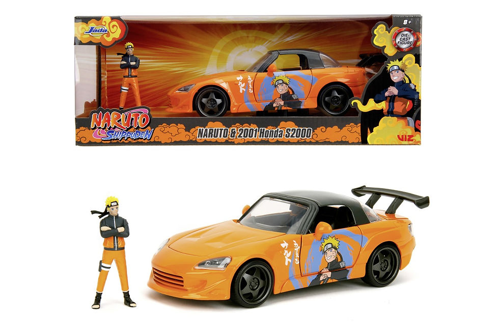 Miniatură: JADA NARUTO SHIPPUDEN SET FIGURINA NARUTO SI MASINUTA METALICA HONDA 2001 S2000