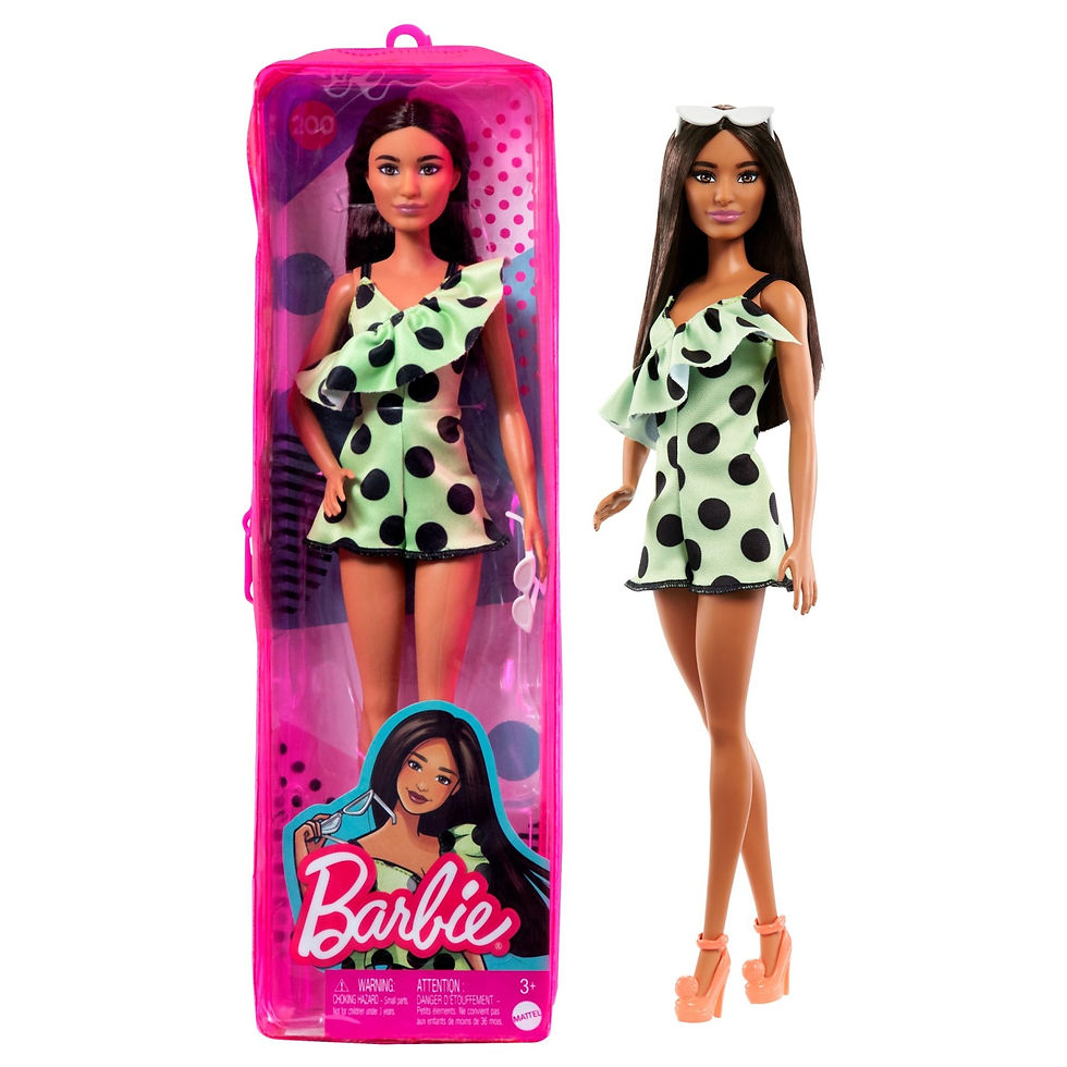 Miniatură: PAPUSA BARBIE FASHIONISTA BRUNETA CU SALOPETA VERDE