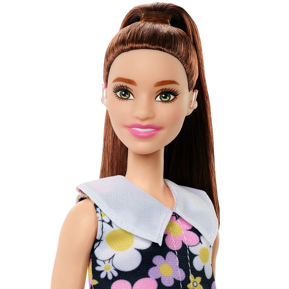 Miniatură: PAPUSA BARBIE FASHIONISTA SATENA CU ROCHIE CU IMPRIMEU FLORAL