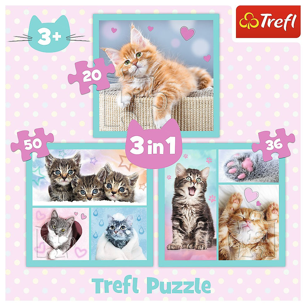 Miniatură: PUZZLE TREFL 3IN1 PISICUTELE DRAGALASE
