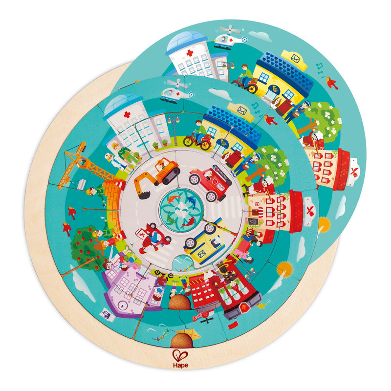 Miniatură: HAPE PUZZLE ROTUND CU 2 FETE