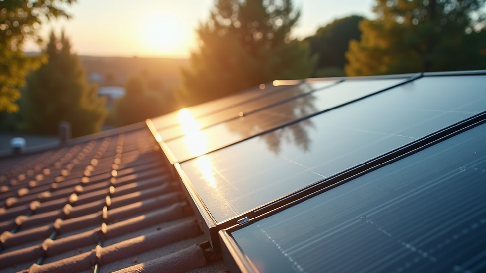 Close-up view of solar panels installed on a roof for pool heating