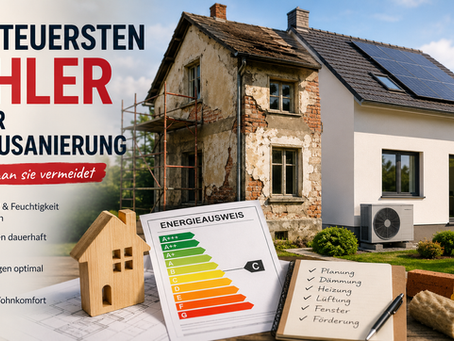 Altbausanierung vorher und nachher mit Wärmepumpe, Photovoltaik und Energieausweis – die häufigsten Sanierungsfehler im Überblick