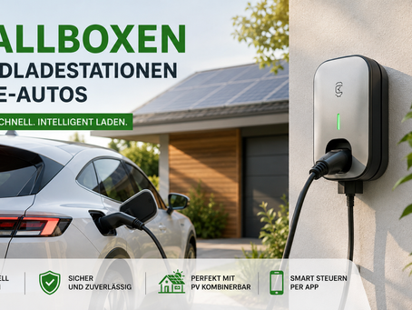 Wallbox für Elektroauto beim Laden zuhause mit Photovoltaikanlage und intelligenter Ladefunktion in Österreich