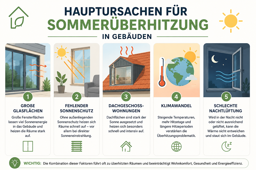 Hauptursachen für Sommerüberhitzung in Gebäuden