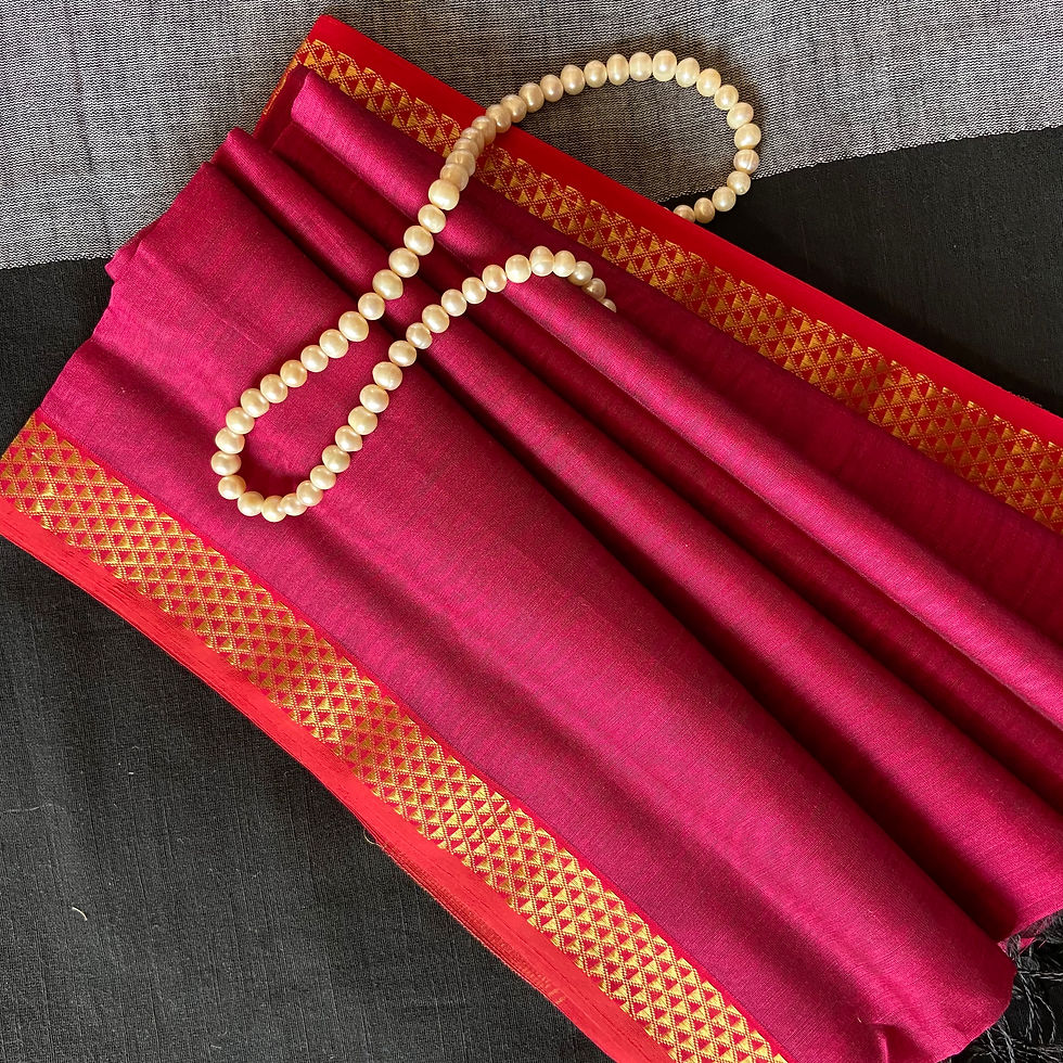 Thumbnail: Teal Blue and Maroon Cotton Silk Maheshwari Handloom Suit with Zari Border