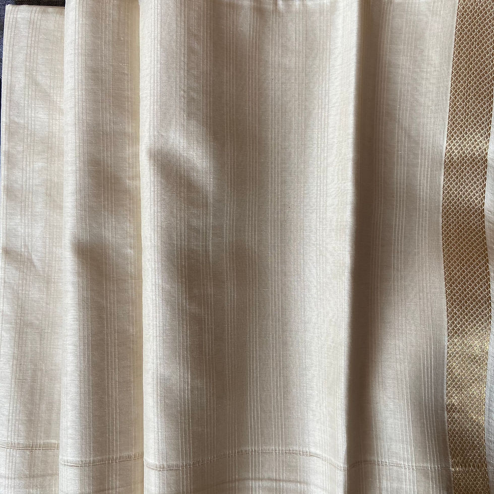 Thumbnail: Off White Cotton Silk Maheshwari Handloom Suit with Zari Border