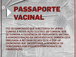 Vitória! Passaporte vacinal na UFRGS é obrigatório