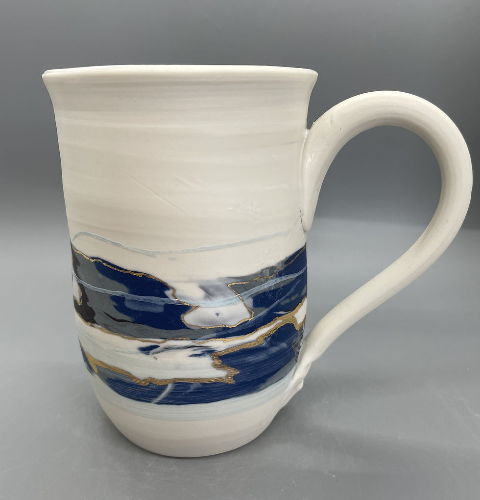 Thumbnail: Mug - Cobalt Nerikomi outside, Turquoise inside.