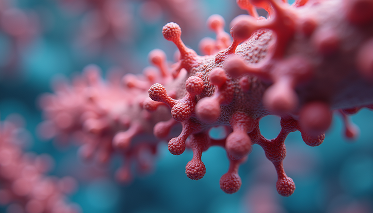 Close-up view of molecular structures representing chemicals in the human body