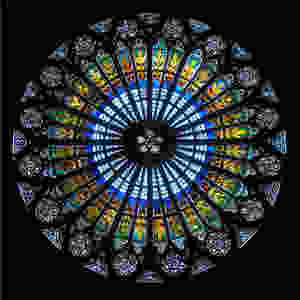 multi-colored stained glass circular window