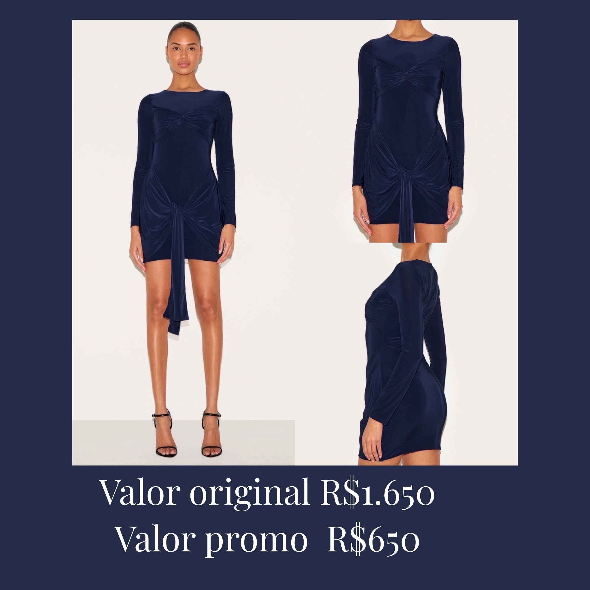 Vestido azul marinho amarração