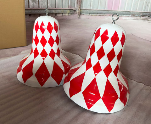 red and white fiberglass christmas bells
