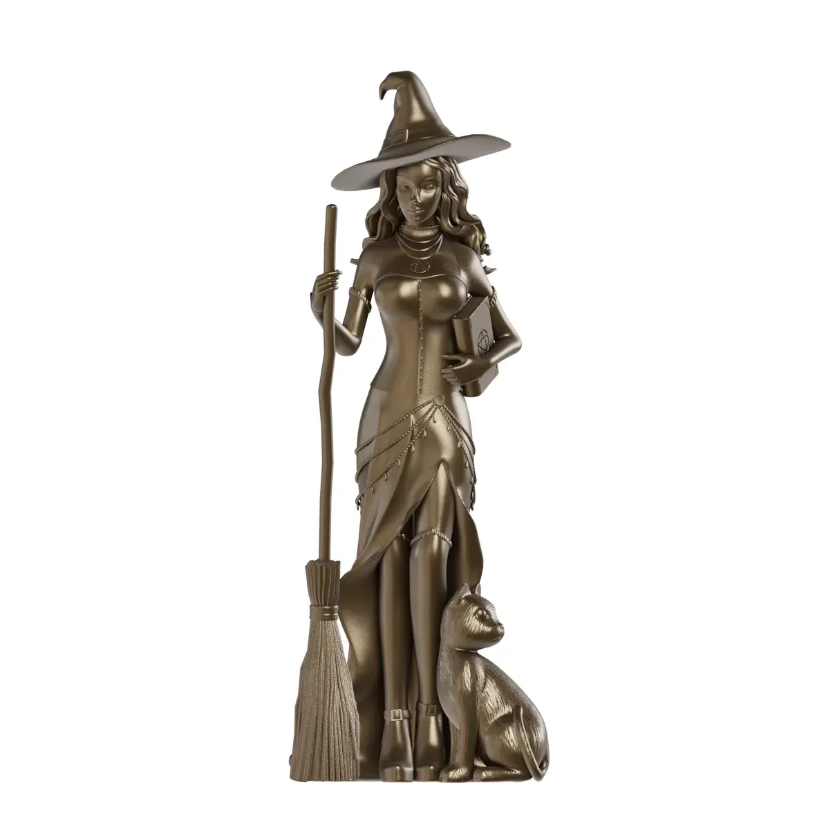 bronze witch statue halloween decor