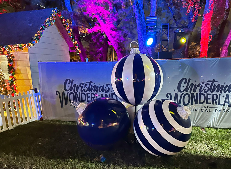 black and white striped christmas baubles large fiberglass props