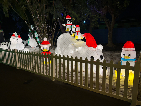 red and white Penguin and polar bear lantern outdoor props
