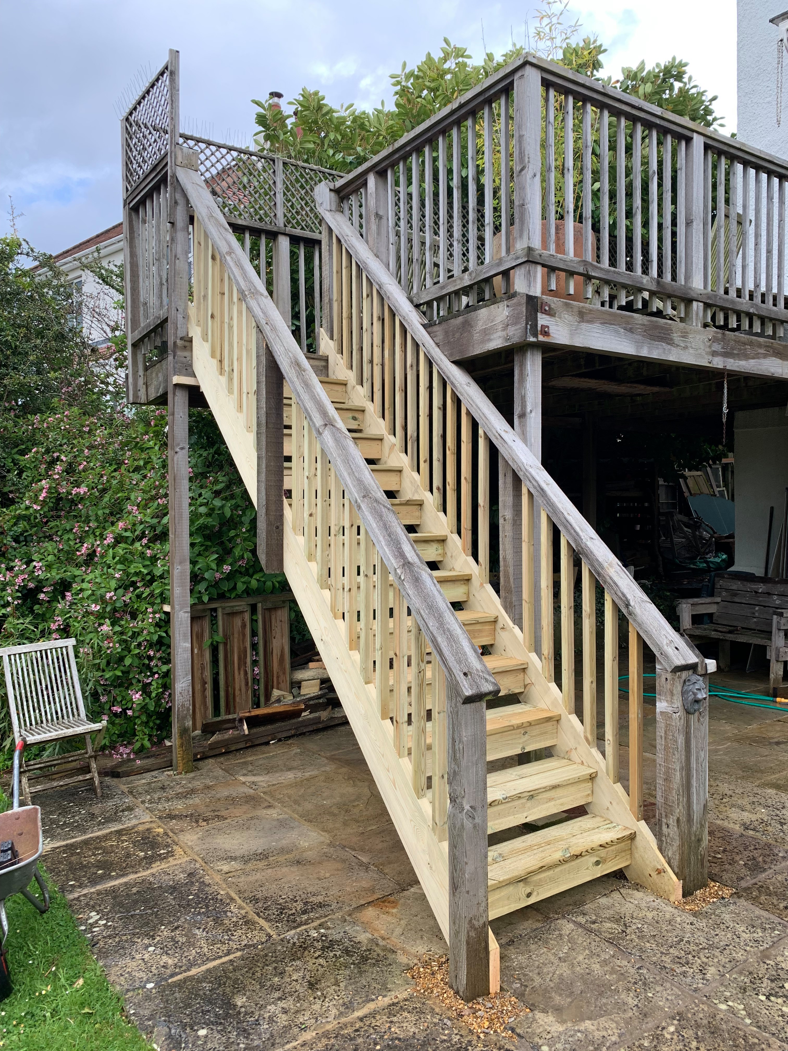 New decked staircase with existing handrails