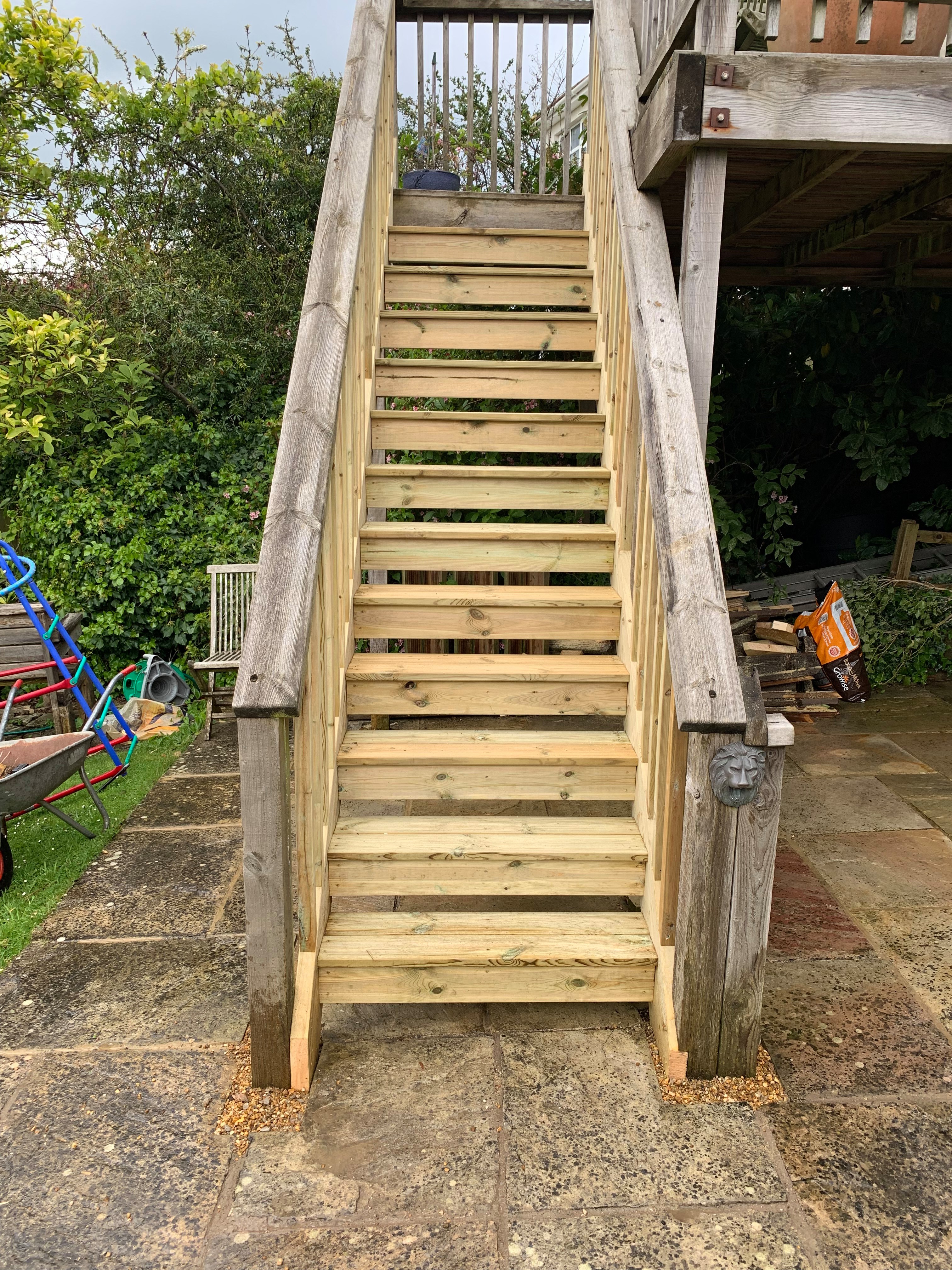 New decked staircase with existing handrails