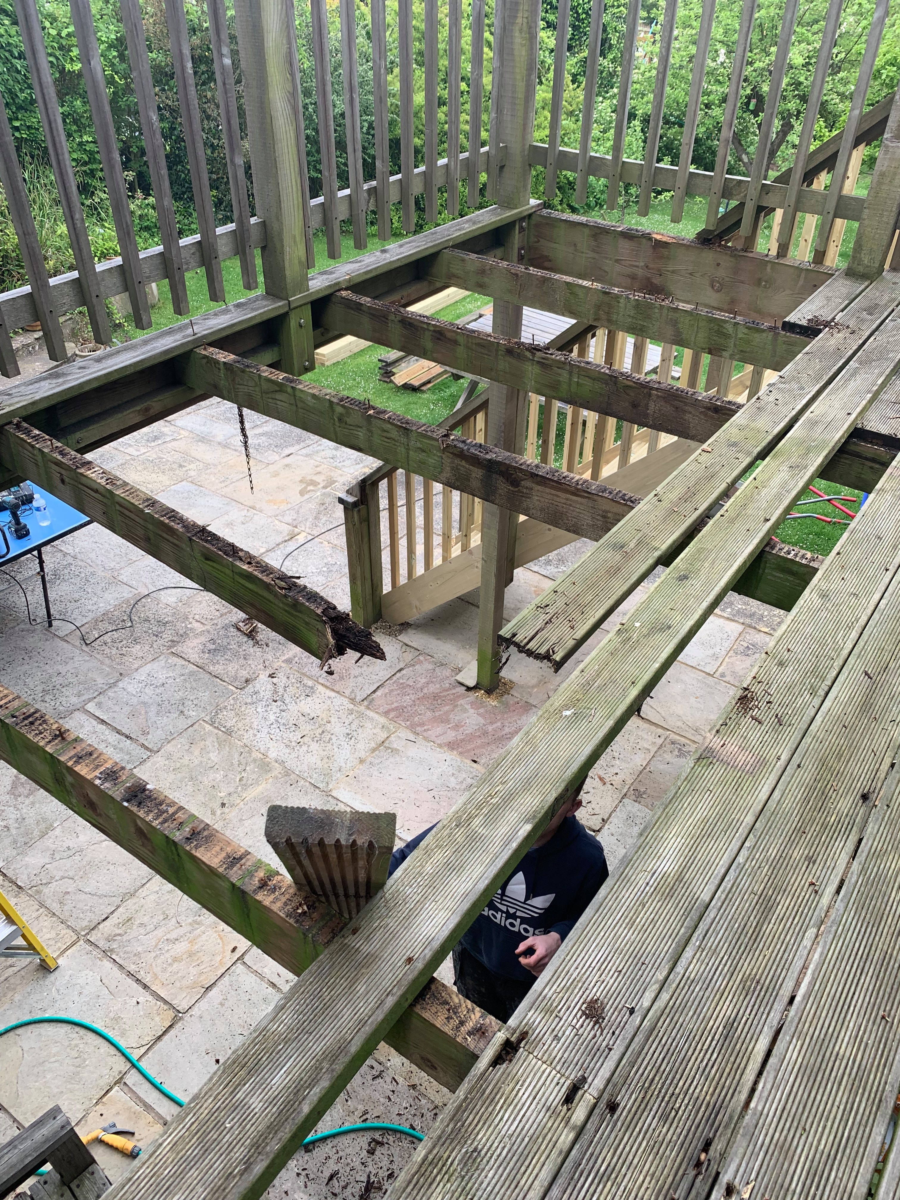 Old rotten decking and joists