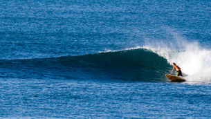 A surfer at the famous Point in Santa Cataina