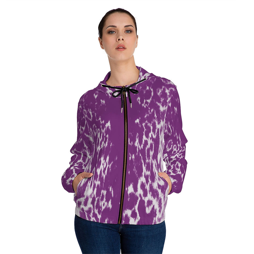 Thumbnail: Purple Rain Natchiq Women’s Full-Zip Hoodie (AOP)