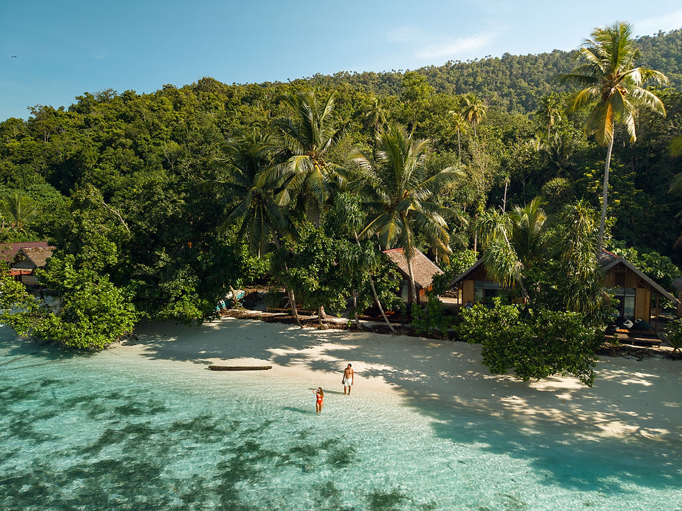 Sustainable island resort in Raja Ampat offering luxury villas, crystal-clear water, and untouched natural beauty in Indonesi