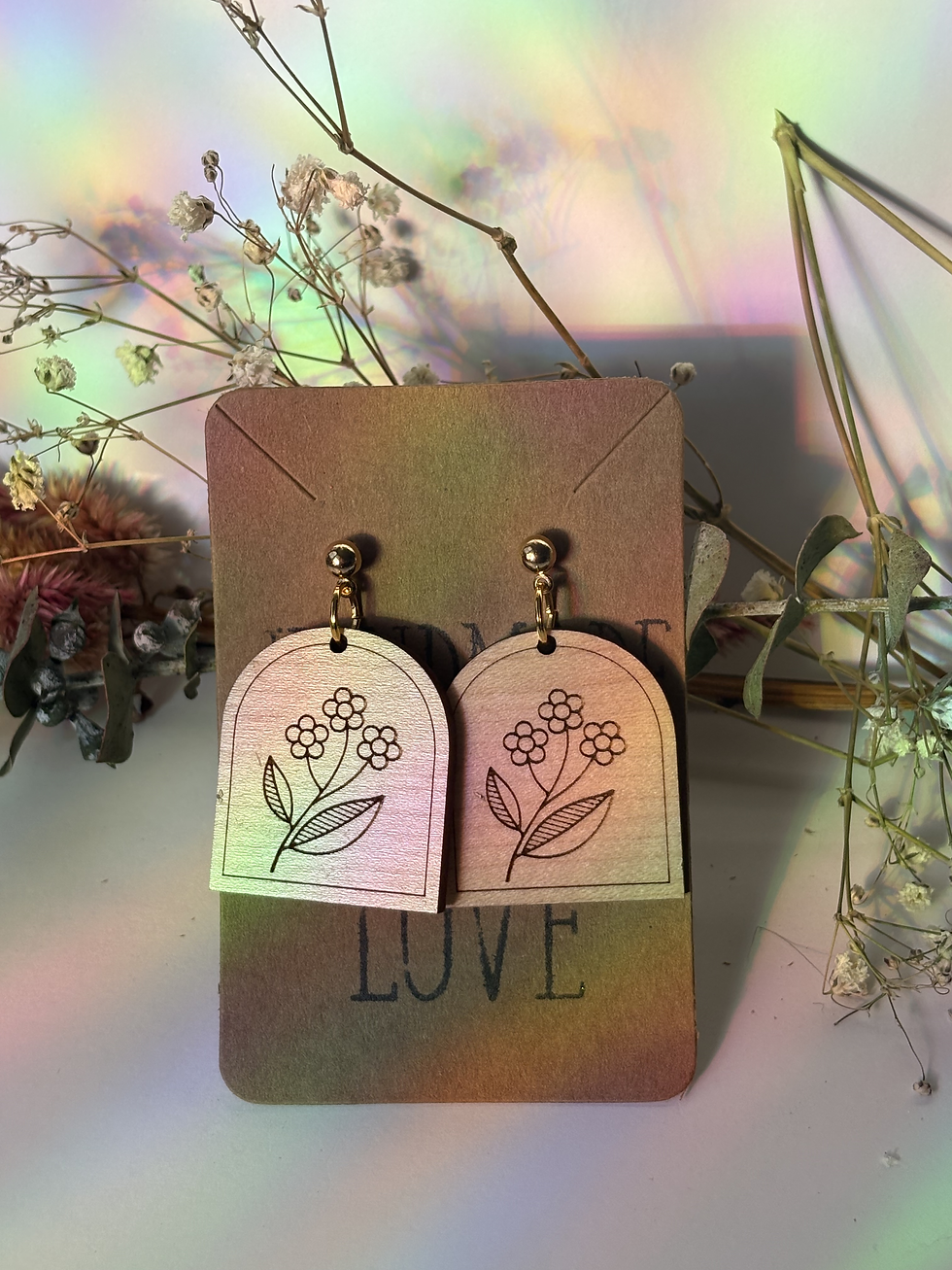Wooden Blooming Arch Earrings