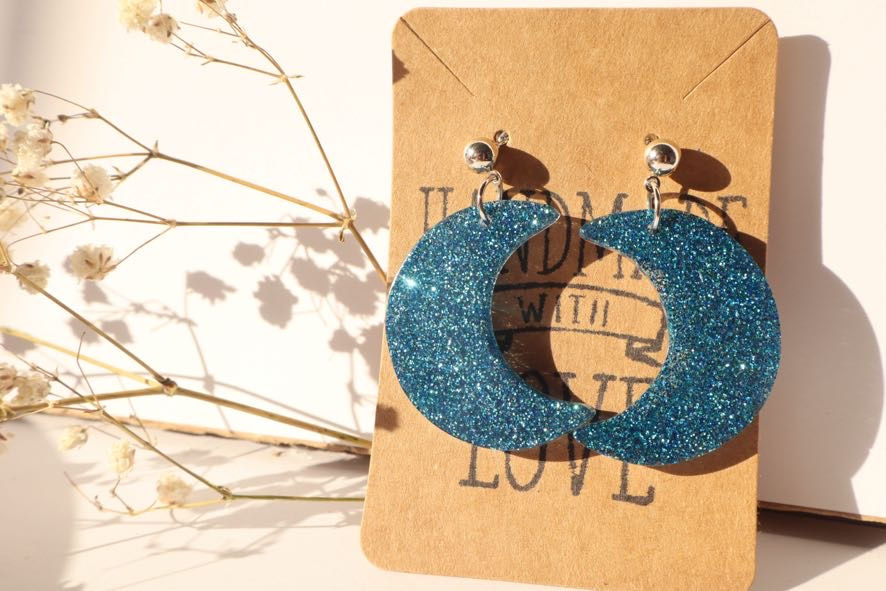 Blue Moon Resin Earrings