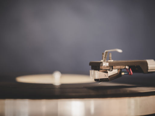 Close up of a vintage analog turntable