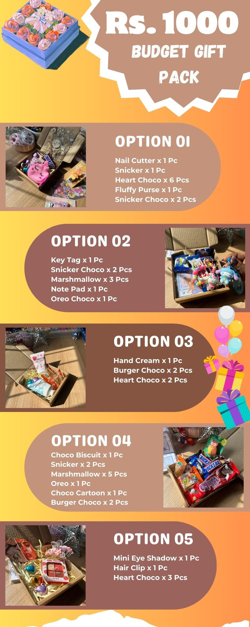 Rs. 1000/= Budget Pack