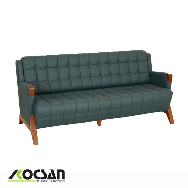 Truva üçlü ofis kanepesi petrol yeşili