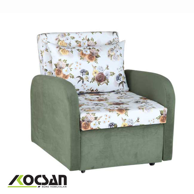 Moving tekli refakatçi koltuğu kumaş kaplamalı yeşil