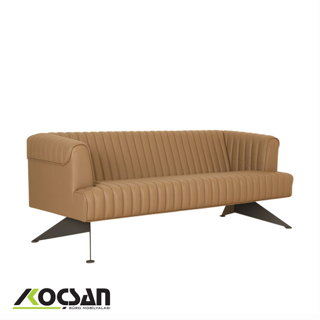 Elegan üçlü ofis kanepesi taba 4