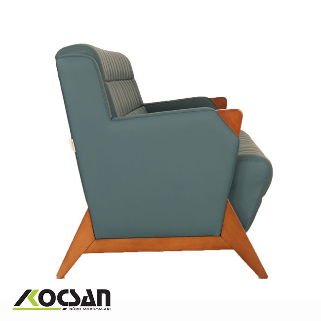 Truva üçlü ofis kanepesi petrol yeşili 6