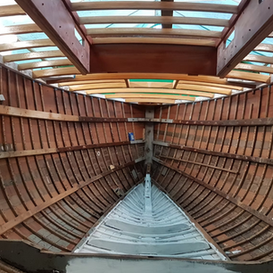 Interior of a wooden boat during Dunkirk Little Ships restoration
